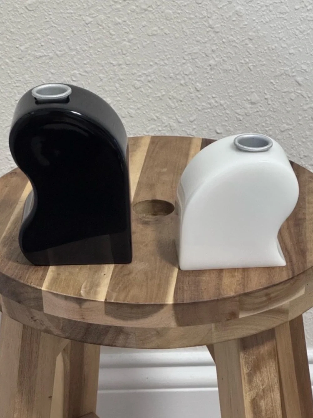 Areaware Seymour Sculptural Interlocking Candle Holder Set Black White NWT